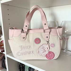Juicy Couture “Juicy Girls Rule” Pink and Cream Satchel